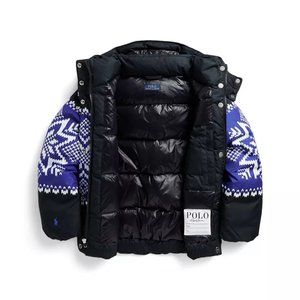 Polo Ralph Lauren Blue Girls Snowflake Water-Repellent Down Jacket NWT size 6 &7